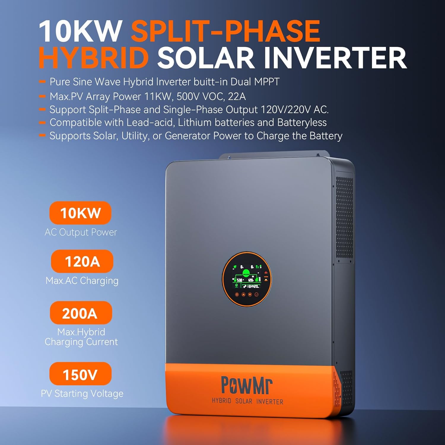 PowMr 10KW Inversor de fase di - Drone Solar Charger avaliação e preço